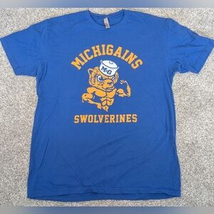 Michigan Wolverines Michigains Swolverines Blue & Yellow Graphic T Shirt Size XL